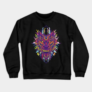 Wolf Pop Art Colorful Lines Head Polygonal Crewneck Sweatshirt